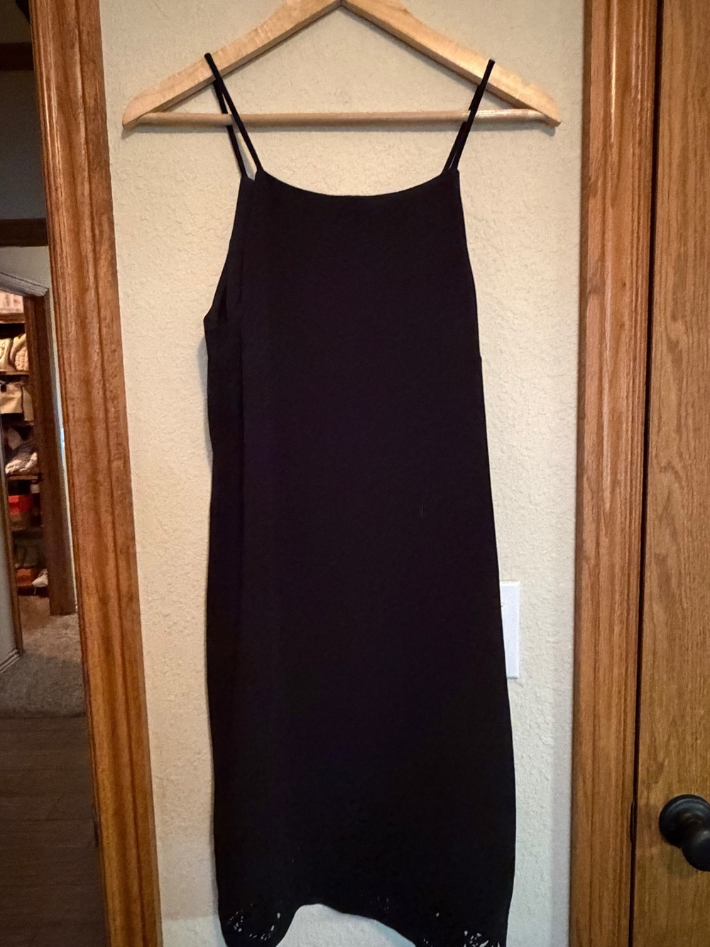 Banana Republic Black Midi Slip Dress with Thin Straps
